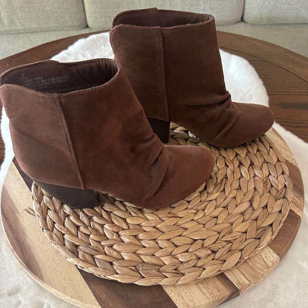 Brown Faux Suede Ankle Boot